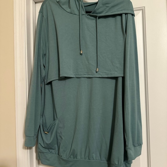 Plus Size Breastfeeding Teal Women's Hoodie - Picture 1 of 4